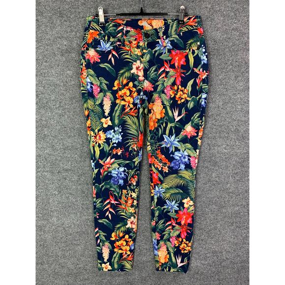Tommy Bahama Womens‎ 28x28 Skinny Ankle Ocean Deep Hawaii Denim Floral Jeans - Picture 1 of 12